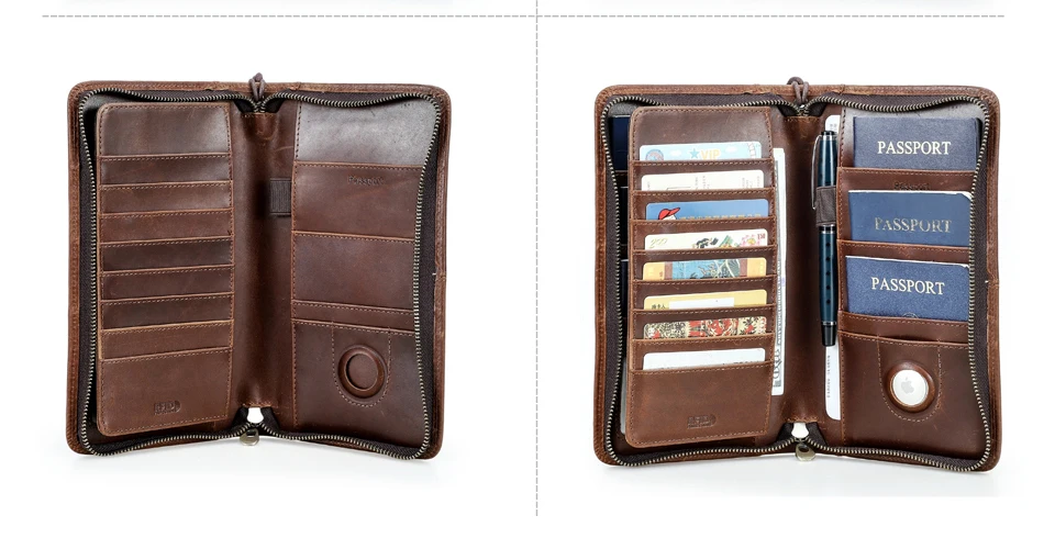 CONTACT'S Genuine Leather Family Passport Clutch Wallets Vintage Men Travel Clutch Bags Passport Cover Card Holder Phone Pocket