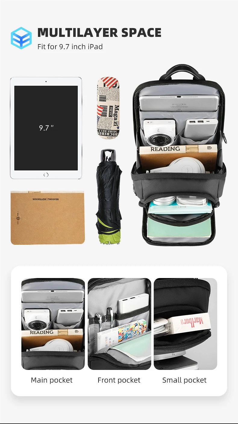 Mark Ryden Chest Bag Man Anti-thief Sling Bag Waterproof Men Crossbody Bag Fit 9.7 inch Ipad Fashion Shoulder Bag