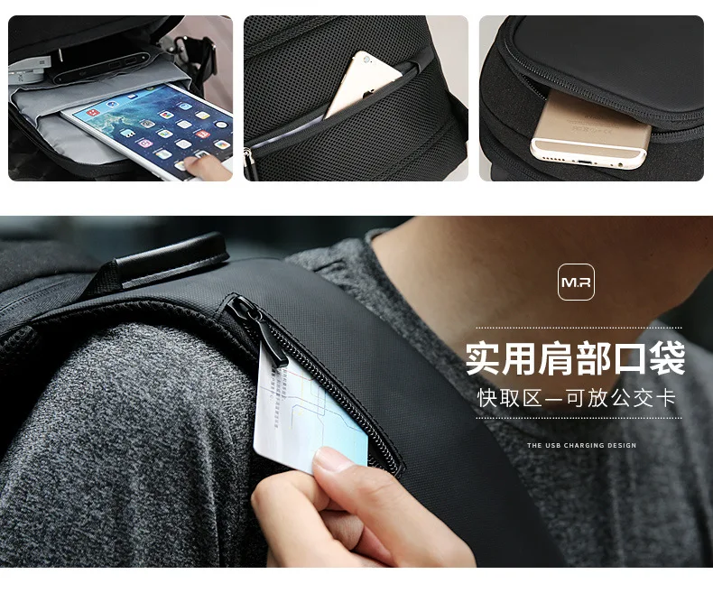Mark Ryden Chest Bag Man Anti-thief Sling Bag Waterproof Men Crossbody Bag Fit 9.7 inch Ipad Fashion Shoulder Bag