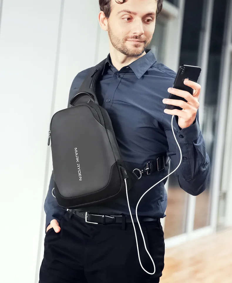 Mark Ryden Chest Bag Man Anti-thief Sling Bag Waterproof Men Crossbody Bag Fit 9.7 inch Ipad Fashion Shoulder Bag