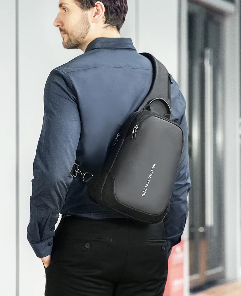 Mark Ryden Chest Bag Man Anti-thief Sling Bag Waterproof Men Crossbody Bag Fit 9.7 inch Ipad Fashion Shoulder Bag