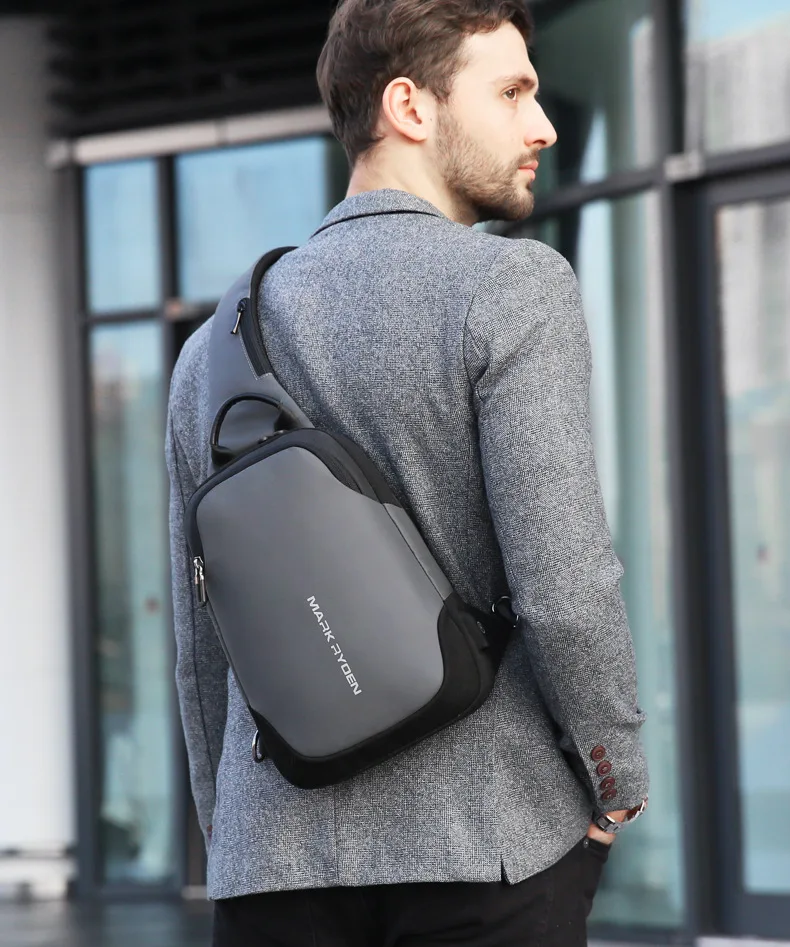 Mark Ryden Chest Bag Man Anti-thief Sling Bag Waterproof Men Crossbody Bag Fit 9.7 inch Ipad Fashion Shoulder Bag