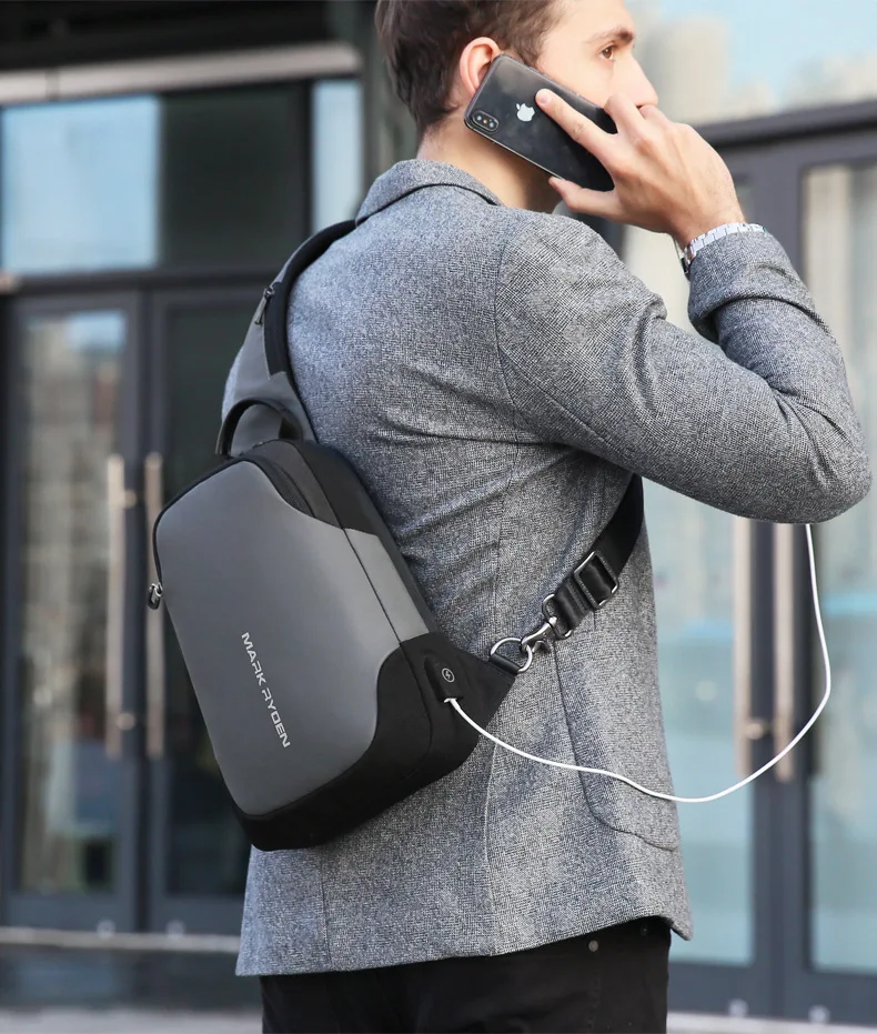 Mark Ryden Chest Bag Man Anti-thief Sling Bag Waterproof Men Crossbody Bag Fit 9.7 inch Ipad Fashion Shoulder Bag