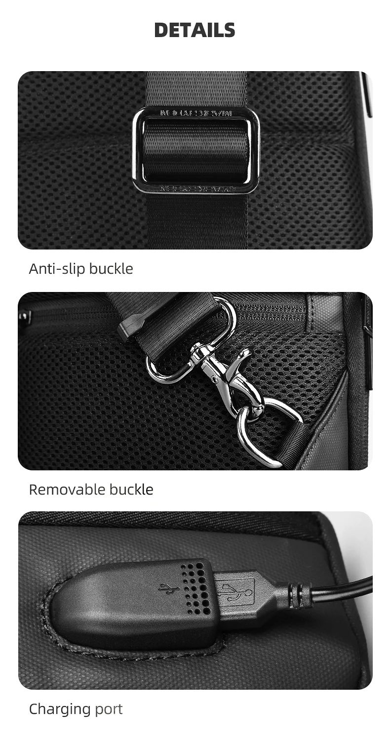 Mark Ryden Chest Bag Man Anti-thief Sling Bag Waterproof Men Crossbody Bag Fit 9.7 inch Ipad Fashion Shoulder Bag