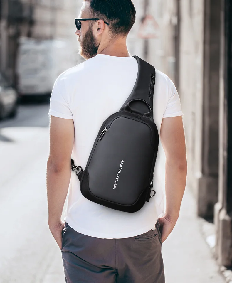 Mark Ryden Chest Bag Man Anti-thief Sling Bag Waterproof Men Crossbody Bag Fit 9.7 inch Ipad Fashion Shoulder Bag