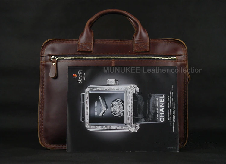 Luxury Genuine Leather Men Briefcase Business Bag Leather Portfolio Laptop Bag Shoulder Messenger Bag Male Document Office Bag