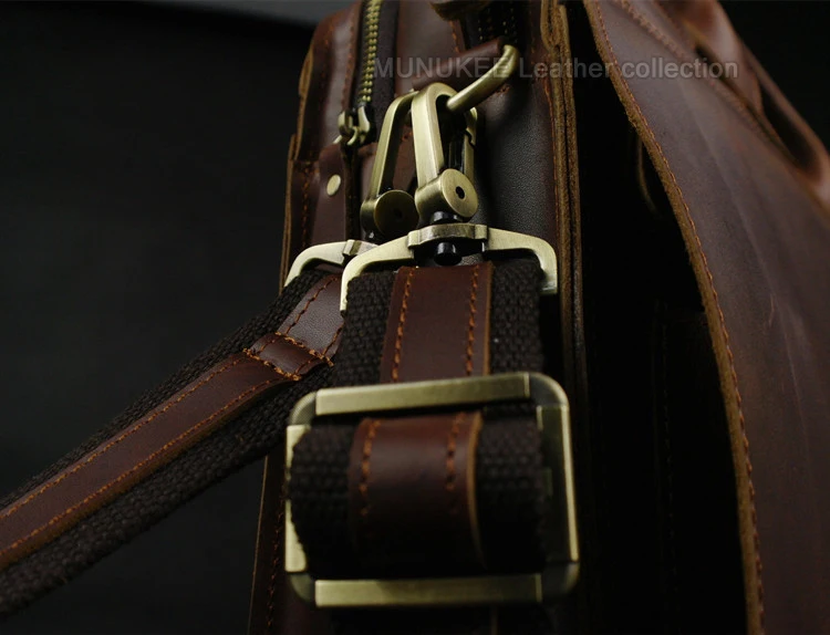 Luxury Genuine Leather Men Briefcase Business Bag Leather Portfolio Laptop Bag Shoulder Messenger Bag Male Document Office Bag