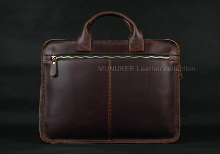 Luxury Genuine Leather Men Briefcase Business Bag Leather Portfolio Laptop Bag Shoulder Messenger Bag Male Document Office Bag