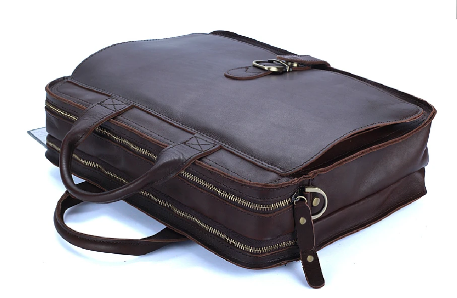 Luxury Genuine Leather Men Briefcase Business Bag Leather Portfolio Laptop Bag Shoulder Messenger Bag Male Document Office Bag