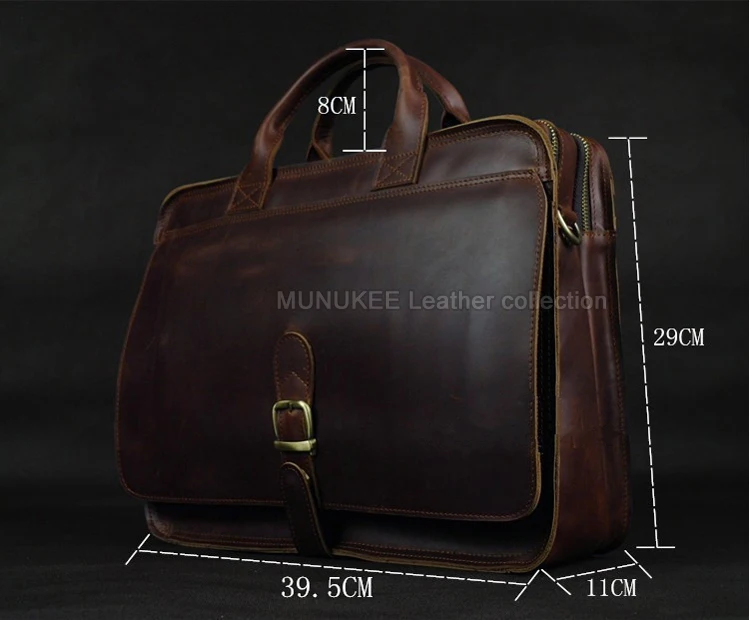Luxury Genuine Leather Men Briefcase Business Bag Leather Portfolio Laptop Bag Shoulder Messenger Bag Male Document Office Bag