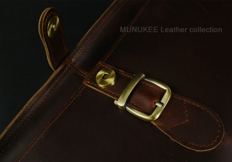 Luxury Genuine Leather Men Briefcase Business Bag Leather Portfolio Laptop Bag Shoulder Messenger Bag Male Document Office Bag