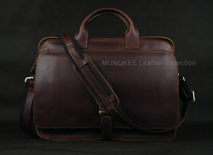 Luxury Genuine Leather Men Briefcase Business Bag Leather Portfolio Laptop Bag Shoulder Messenger Bag Male Document Office Bag