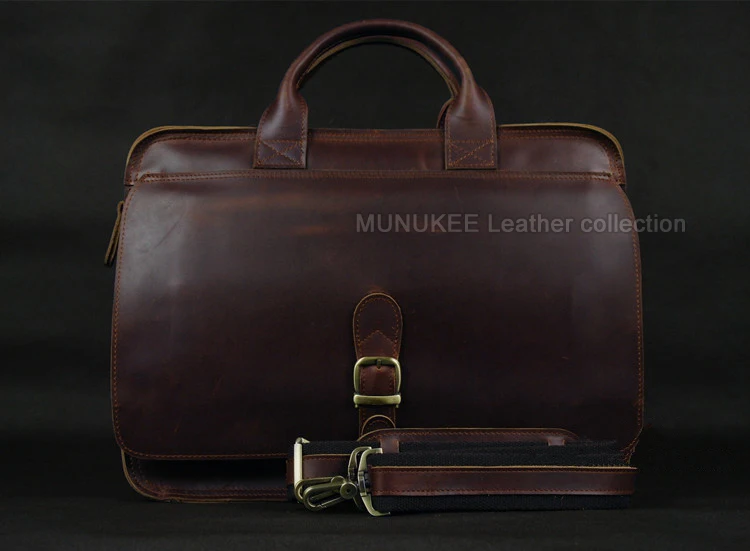 Luxury Genuine Leather Men Briefcase Business Bag Leather Portfolio Laptop Bag Shoulder Messenger Bag Male Document Office Bag