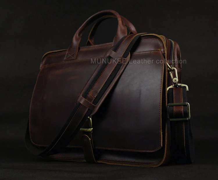 Luxury Genuine Leather Men Briefcase Business Bag Leather Portfolio Laptop Bag Shoulder Messenger Bag Male Document Office Bag