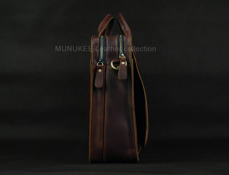 Luxury Genuine Leather Men Briefcase Business Bag Leather Portfolio Laptop Bag Shoulder Messenger Bag Male Document Office Bag
