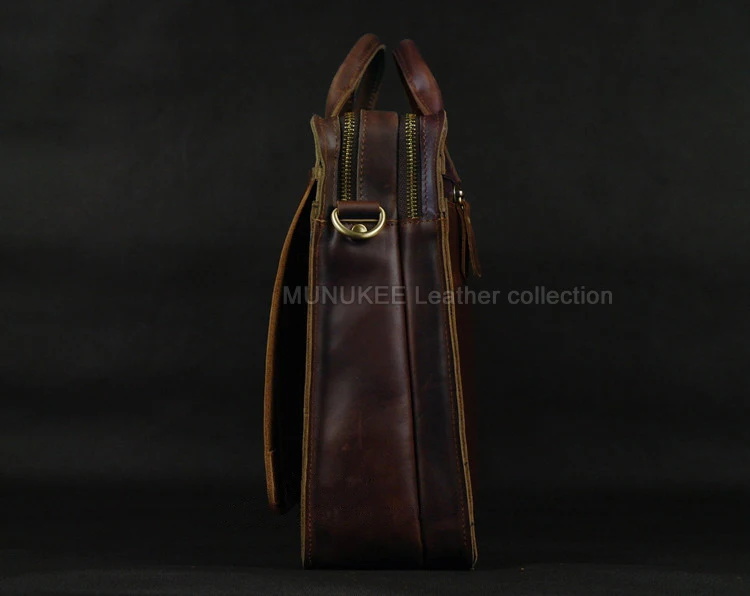 Luxury Genuine Leather Men Briefcase Business Bag Leather Portfolio Laptop Bag Shoulder Messenger Bag Male Document Office Bag