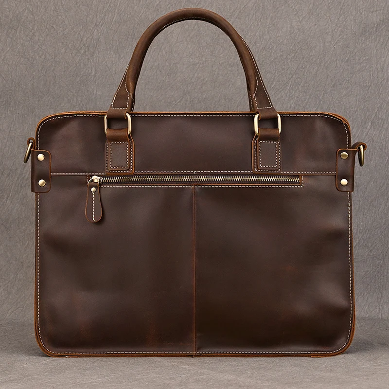 Genuine Leather Mens Briefcase 15 inch Business Laptop Handbag Computer Bag Cowhide Male Shoulder bag Cow Leather Men Bag Tote