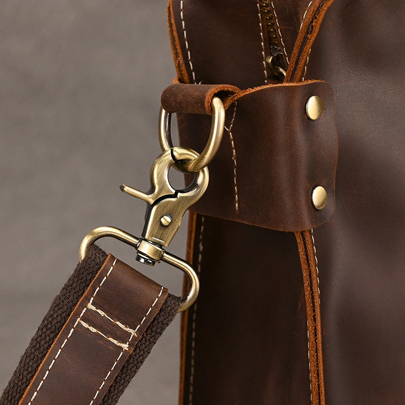 Genuine Leather Mens Briefcase 15 inch Business Laptop Handbag Computer Bag Cowhide Male Shoulder bag Cow Leather Men Bag Tote