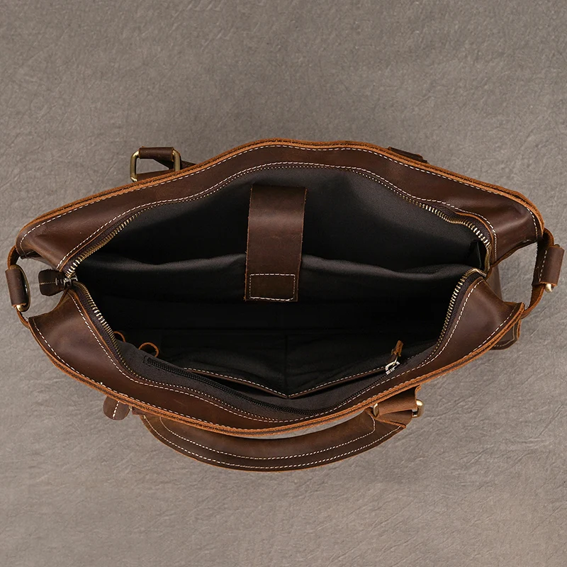 Genuine Leather Mens Briefcase 15 inch Business Laptop Handbag Computer Bag Cowhide Male Shoulder bag Cow Leather Men Bag Tote