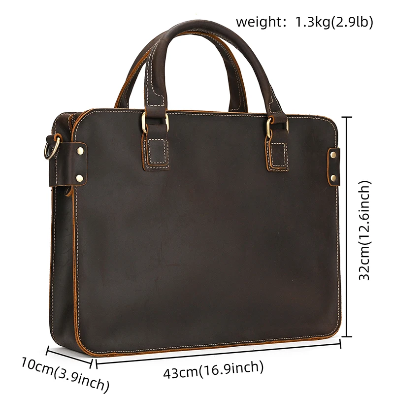 Genuine Leather Mens Briefcase 15 inch Business Laptop Handbag Computer Bag Cowhide Male Shoulder bag Cow Leather Men Bag Tote