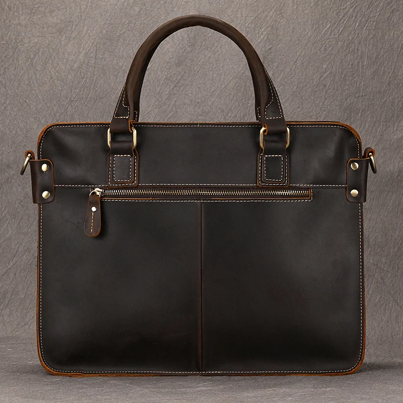 Genuine Leather Mens Briefcase 15 inch Business Laptop Handbag Computer Bag Cowhide Male Shoulder bag Cow Leather Men Bag Tote
