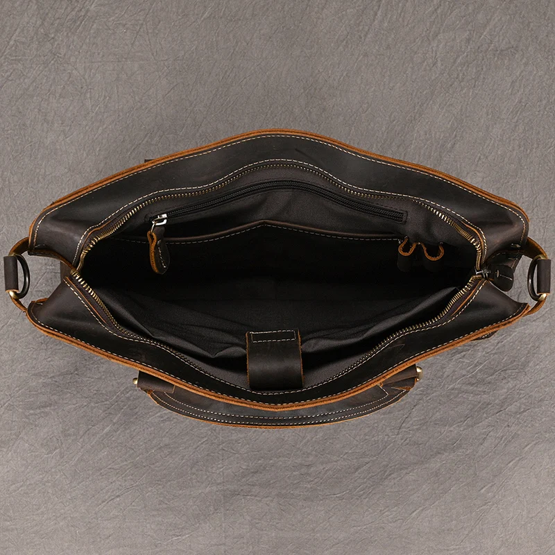 Genuine Leather Mens Briefcase 15 inch Business Laptop Handbag Computer Bag Cowhide Male Shoulder bag Cow Leather Men Bag Tote