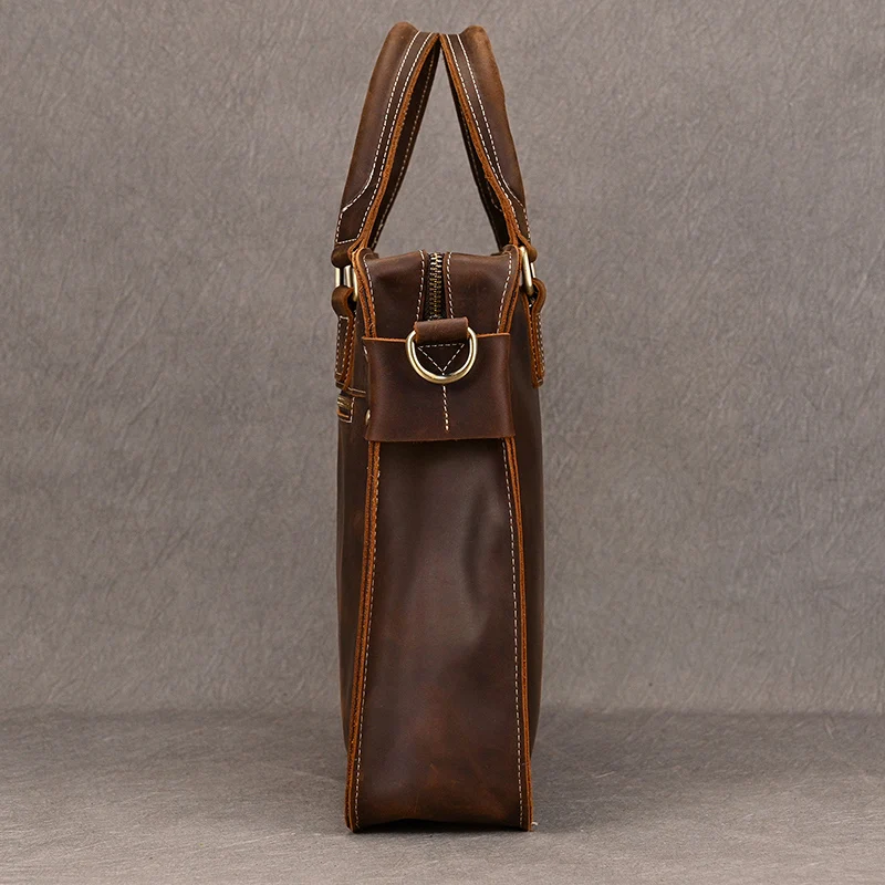 Genuine Leather Mens Briefcase 15 inch Business Laptop Handbag Computer Bag Cowhide Male Shoulder bag Cow Leather Men Bag Tote
