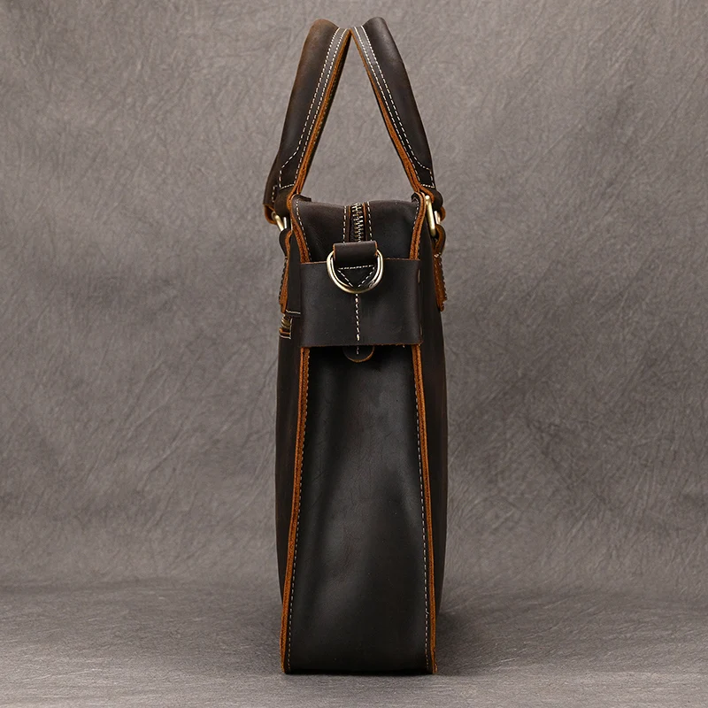 Genuine Leather Mens Briefcase 15 inch Business Laptop Handbag Computer Bag Cowhide Male Shoulder bag Cow Leather Men Bag Tote