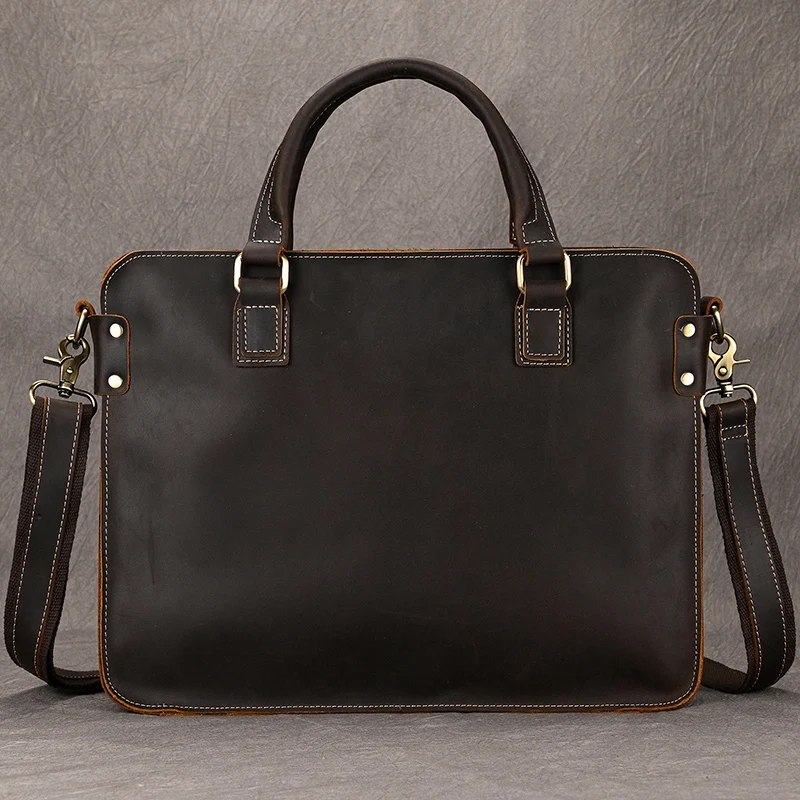 Genuine Leather Mens Briefcase 15 inch Business Laptop Handbag Computer Bag Cowhide Male Shoulder bag Cow Leather Men Bag Tote