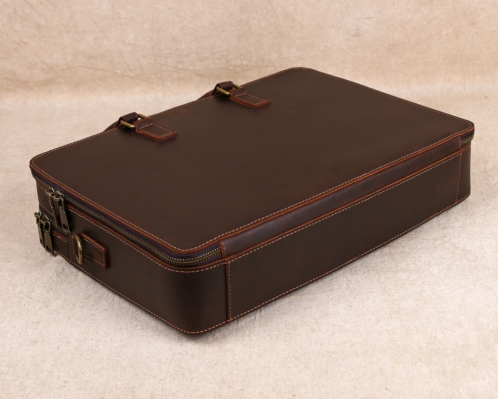 Original Business Casual Genuine Leather Briefcase, Hand-Held Bag, Top Layer Cowhide Computer Bag, Single-Shoulder Bag