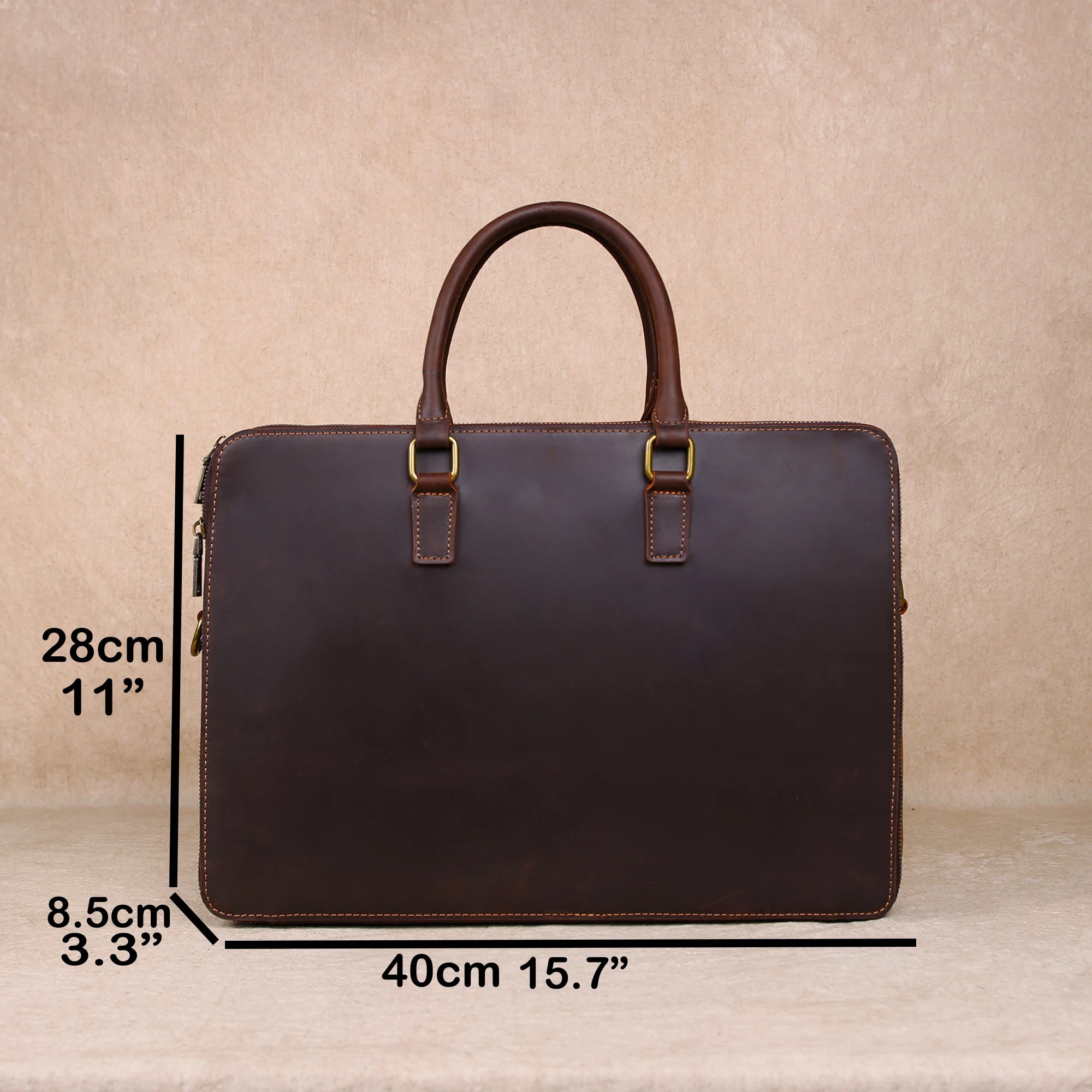 Original Business Casual Genuine Leather Briefcase, Hand-Held Bag, Top Layer Cowhide Computer Bag, Single-Shoulder Bag