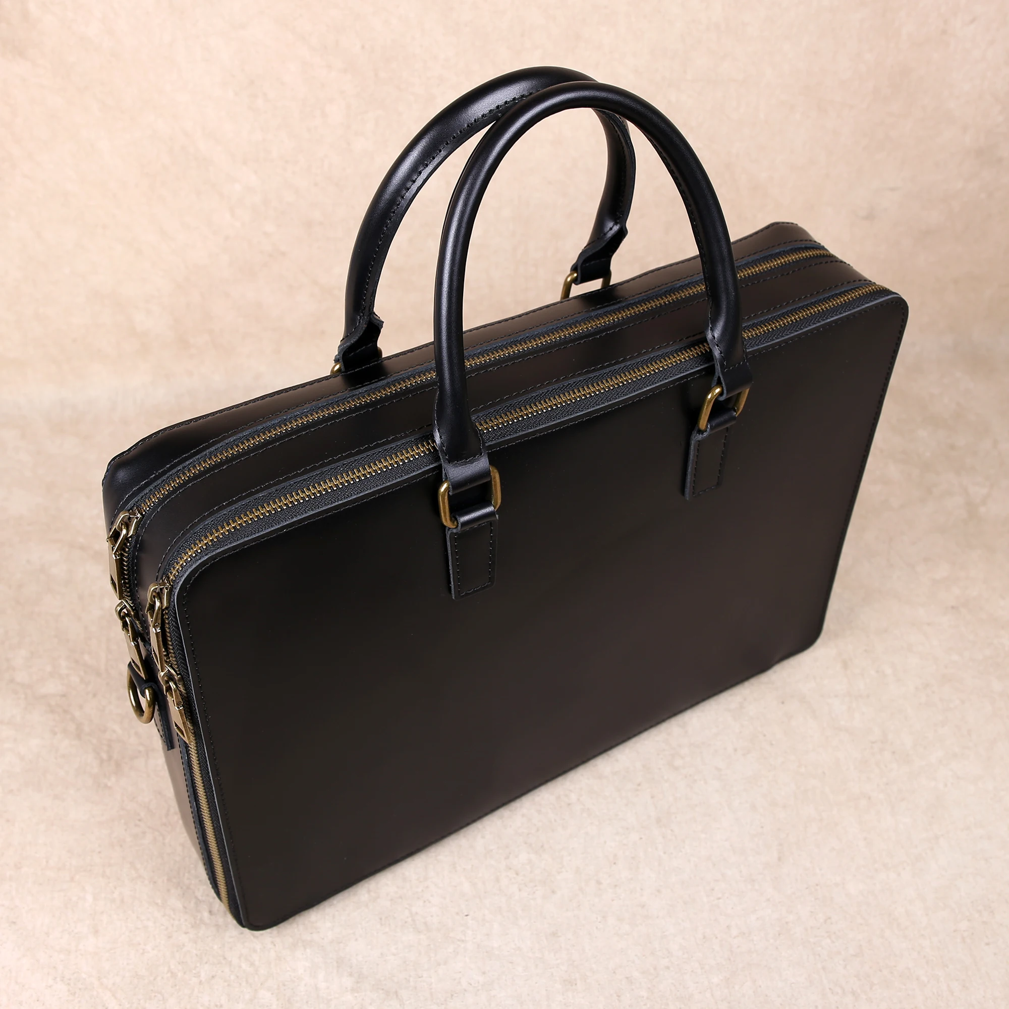 Original Business Casual Genuine Leather Briefcase, Hand-Held Bag, Top Layer Cowhide Computer Bag, Single-Shoulder Bag