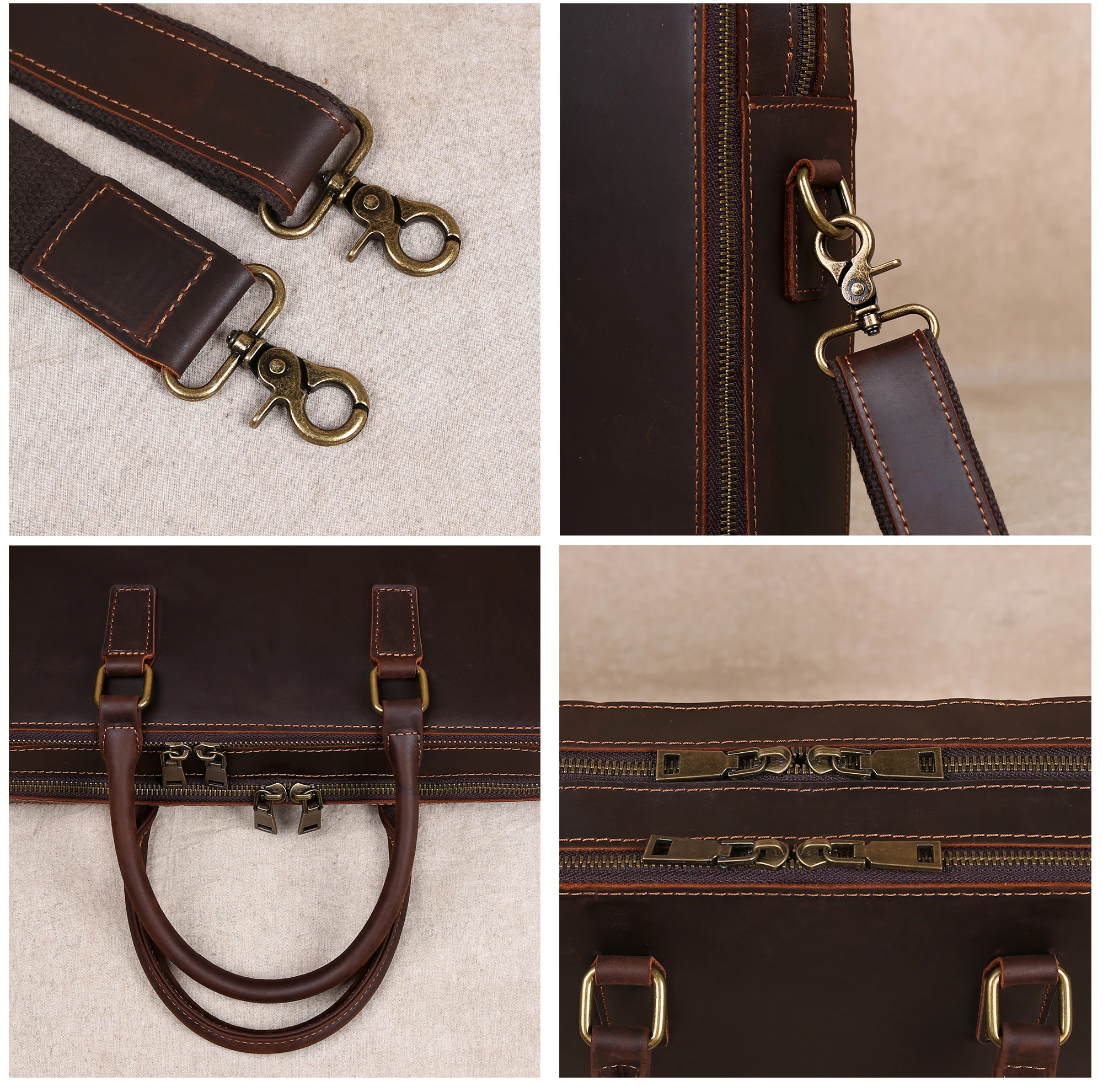 Original Business Casual Genuine Leather Briefcase, Hand-Held Bag, Top Layer Cowhide Computer Bag, Single-Shoulder Bag