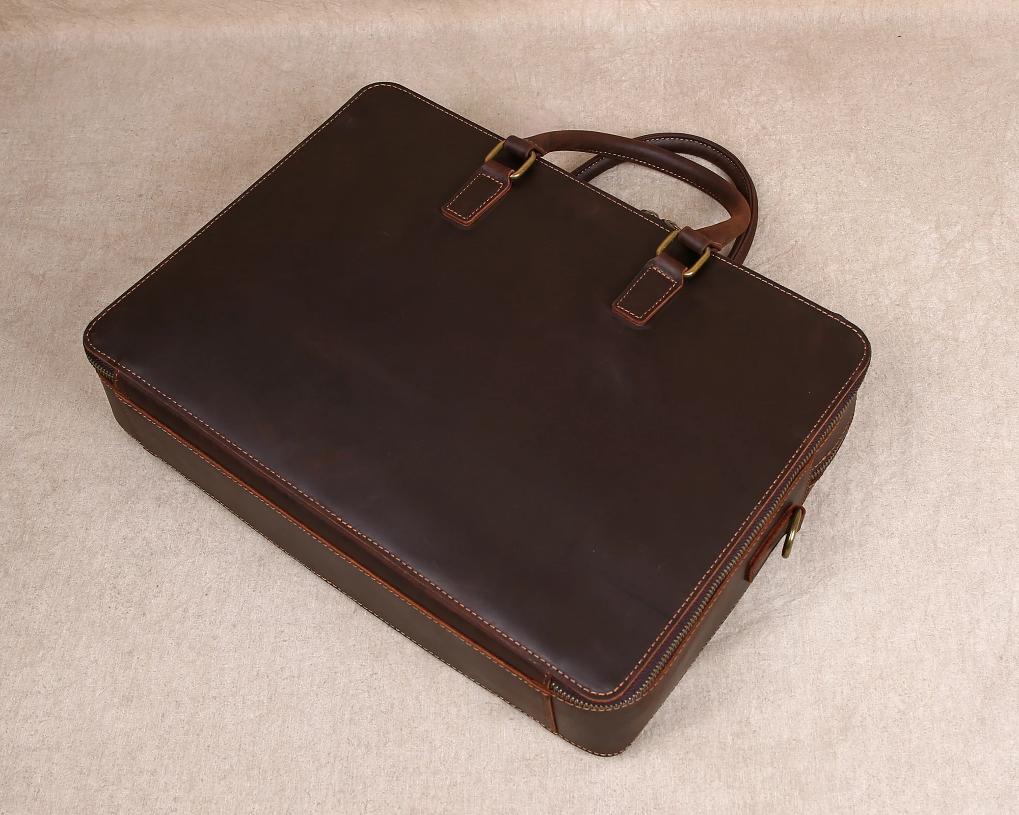 Original Business Casual Genuine Leather Briefcase, Hand-Held Bag, Top Layer Cowhide Computer Bag, Single-Shoulder Bag