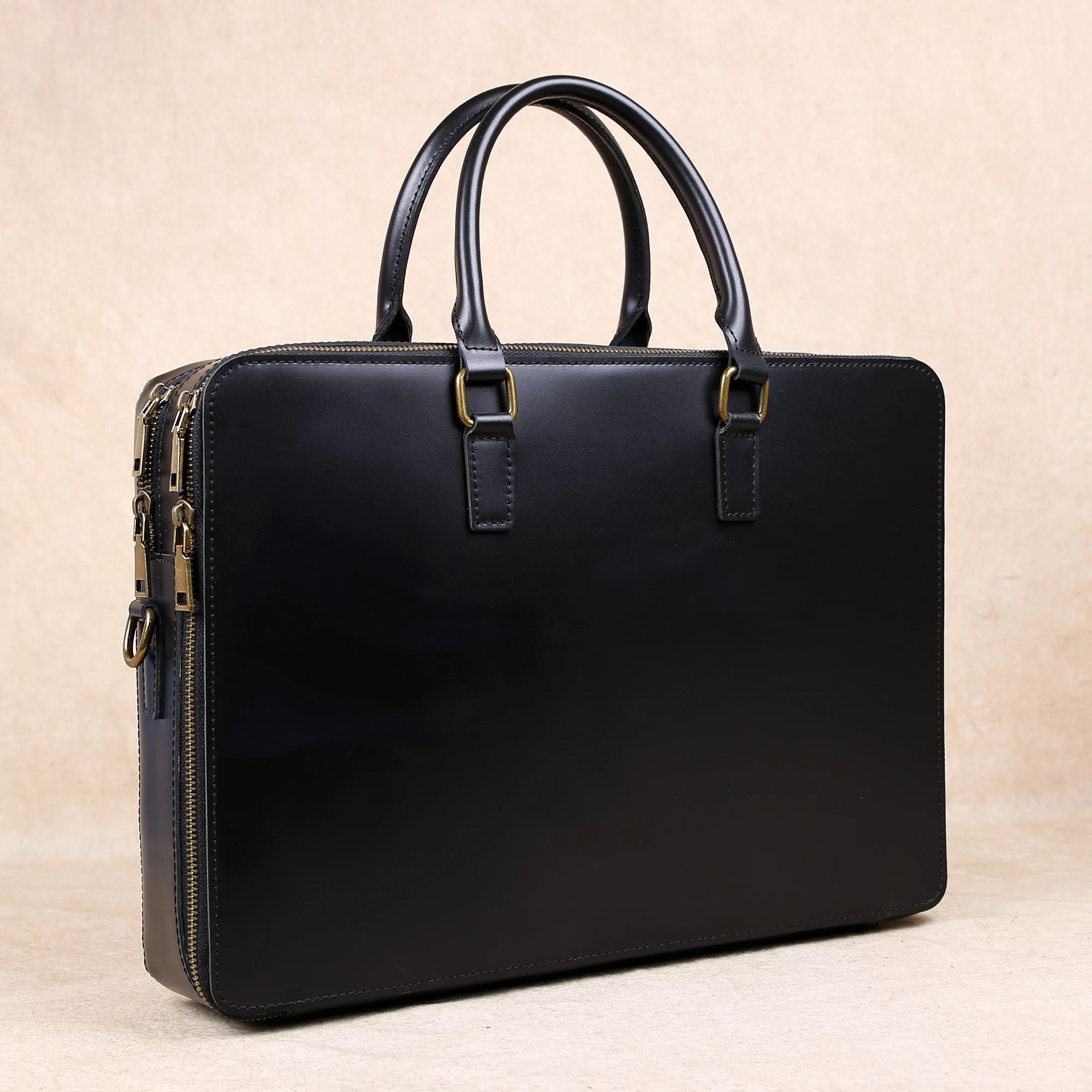 Original Business Casual Genuine Leather Briefcase, Hand-Held Bag, Top Layer Cowhide Computer Bag, Single-Shoulder Bag