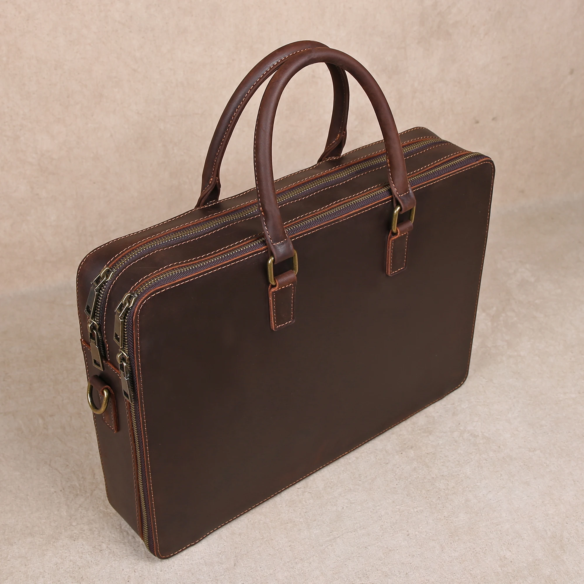 Original Business Casual Genuine Leather Briefcase, Hand-Held Bag, Top Layer Cowhide Computer Bag, Single-Shoulder Bag
