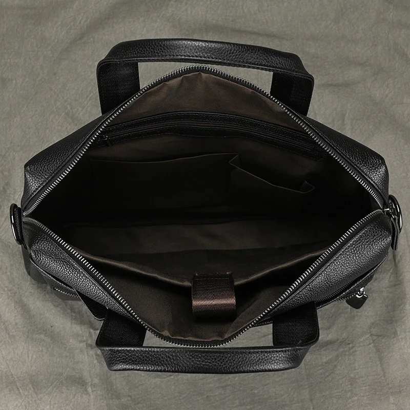 Luxury Brand Leather Men Laptop Bag 14 Inch Genuine Leather Business Bag Male Briefcases Work Tote With Strap Male Messenger Bag
