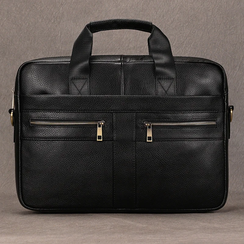 Luxury Brand Leather Men Laptop Bag 14 Inch Genuine Leather Business Bag Male Briefcases Work Tote With Strap Male Messenger Bag