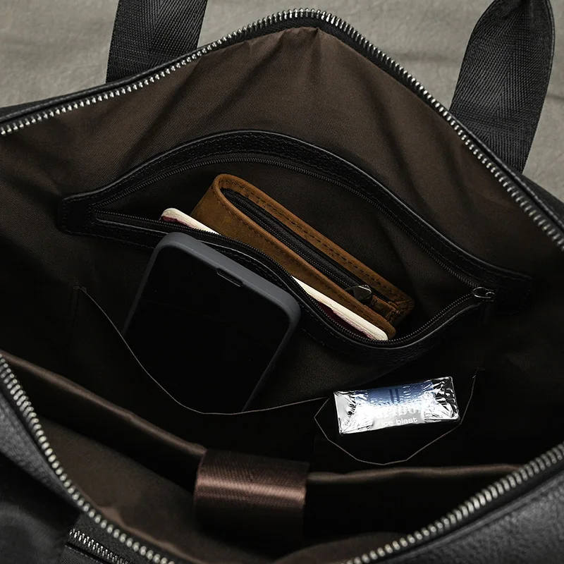 Luxury Brand Leather Men Laptop Bag 14 Inch Genuine Leather Business Bag Male Briefcases Work Tote With Strap Male Messenger Bag