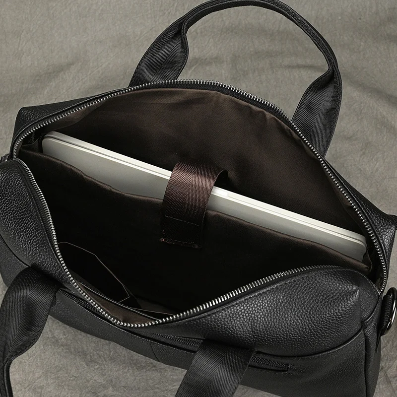 Luxury Brand Leather Men Laptop Bag 14 Inch Genuine Leather Business Bag Male Briefcases Work Tote With Strap Male Messenger Bag