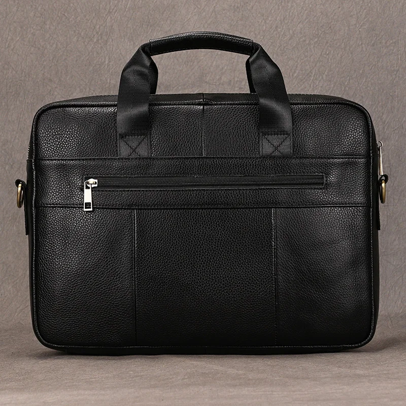 Luxury Brand Leather Men Laptop Bag 14 Inch Genuine Leather Business Bag Male Briefcases Work Tote With Strap Male Messenger Bag