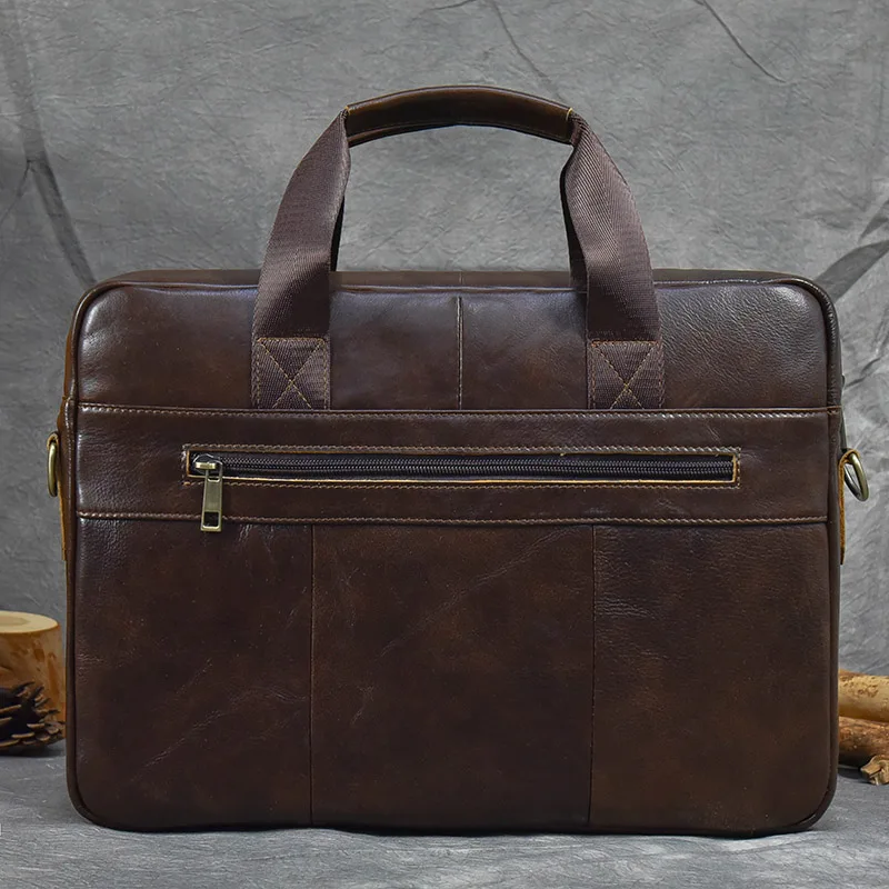 Luxury Brand Leather Men Laptop Bag 14 Inch Genuine Leather Business Bag Male Briefcases Work Tote With Strap Male Messenger Bag