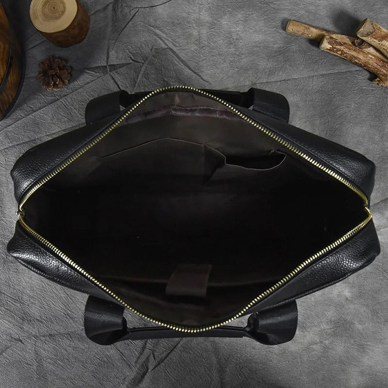 Luxury Brand Leather Men Laptop Bag 14 Inch Genuine Leather Business Bag Male Briefcases Work Tote With Strap Male Messenger Bag