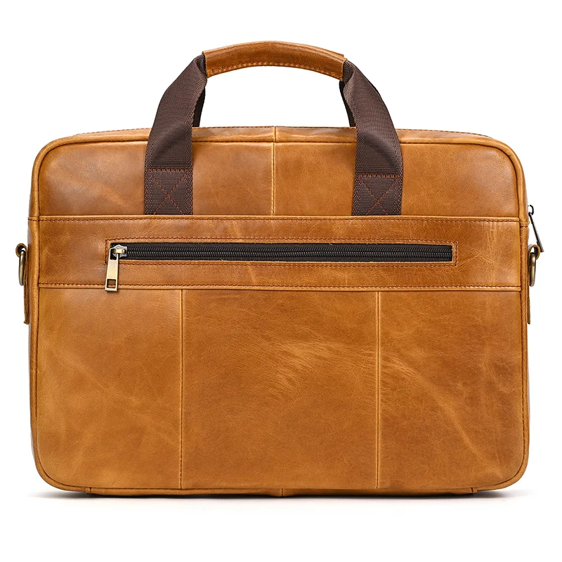 Luxury Brand Leather Men Laptop Bag 14 Inch Genuine Leather Business Bag Male Briefcases Work Tote With Strap Male Messenger Bag