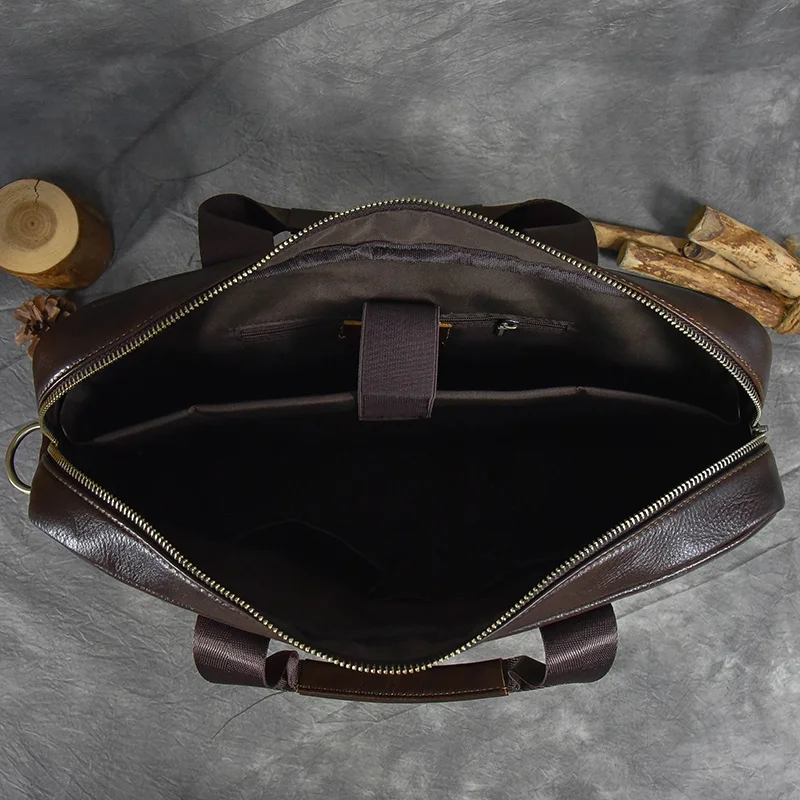 Luxury Brand Leather Men Laptop Bag 14 Inch Genuine Leather Business Bag Male Briefcases Work Tote With Strap Male Messenger Bag