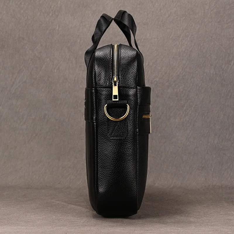 Luxury Brand Leather Men Laptop Bag 14 Inch Genuine Leather Business Bag Male Briefcases Work Tote With Strap Male Messenger Bag