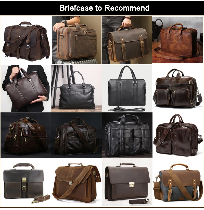 Vintage Leather + Canvas Men Briefcase Business Bag Portfolio Men Office Bag Male Canvas Briefcase Attache Case Document Tote