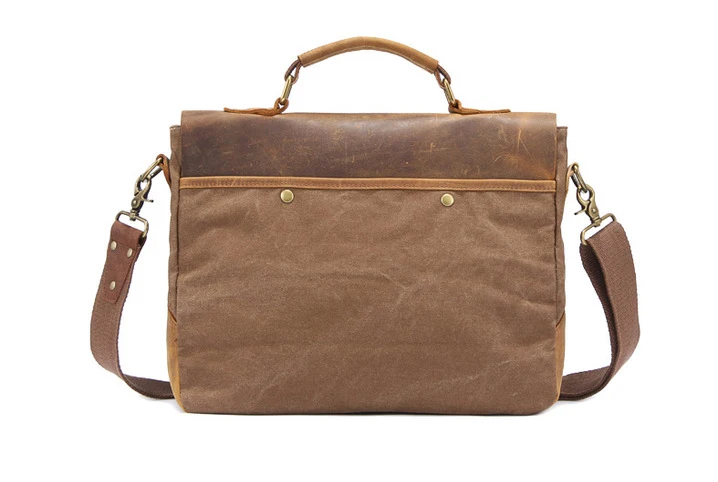 Vintage Leather + Canvas Men Briefcase Business Bag Portfolio Men Office Bag Male Canvas Briefcase Attache Case Document Tote