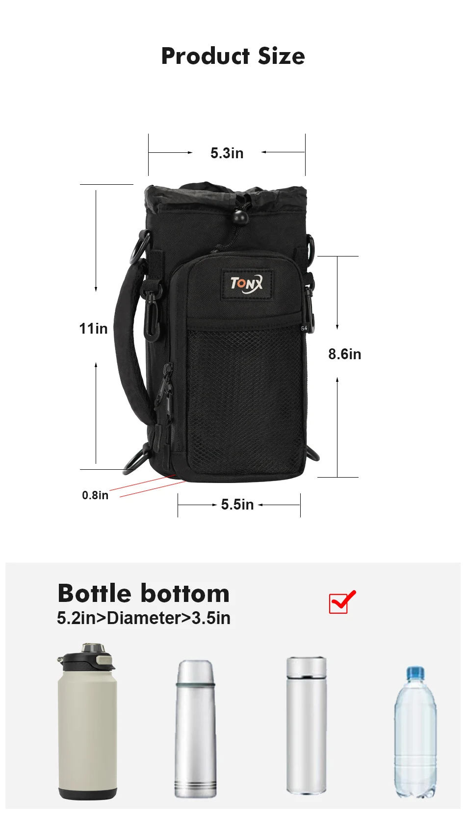 Multifunctional Insulated Water Bottle Bag with Shoulder Crossbody Handheld Ideal for Hiking Cycling Camping Fishing