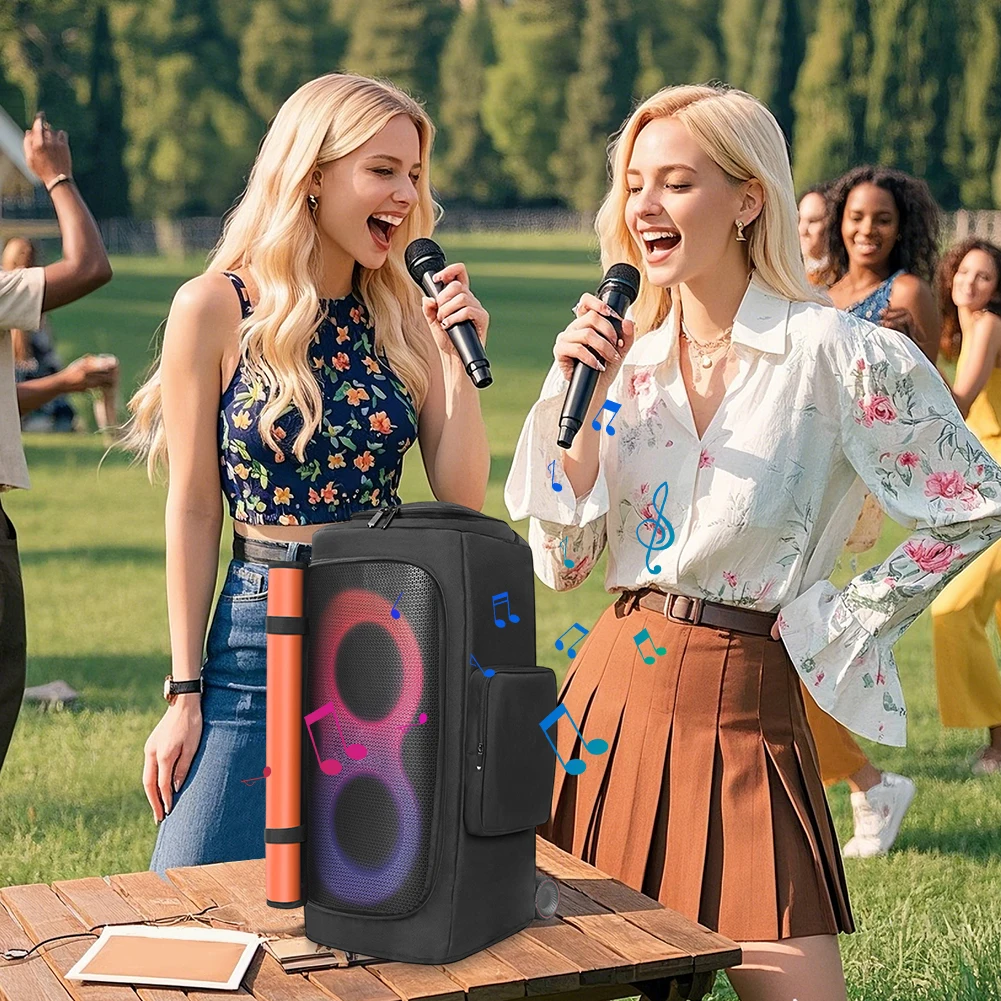 Padded Speaker Protective Cover with Mic Pocket Double-Sided Speaker Storage Bag Zipper Closure for JBL PARTYBOX 310/320